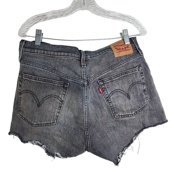 Levi’s 501 Distressed Faded Black Cutoff Button Fly Denim Shorts - Picture 1 of 10